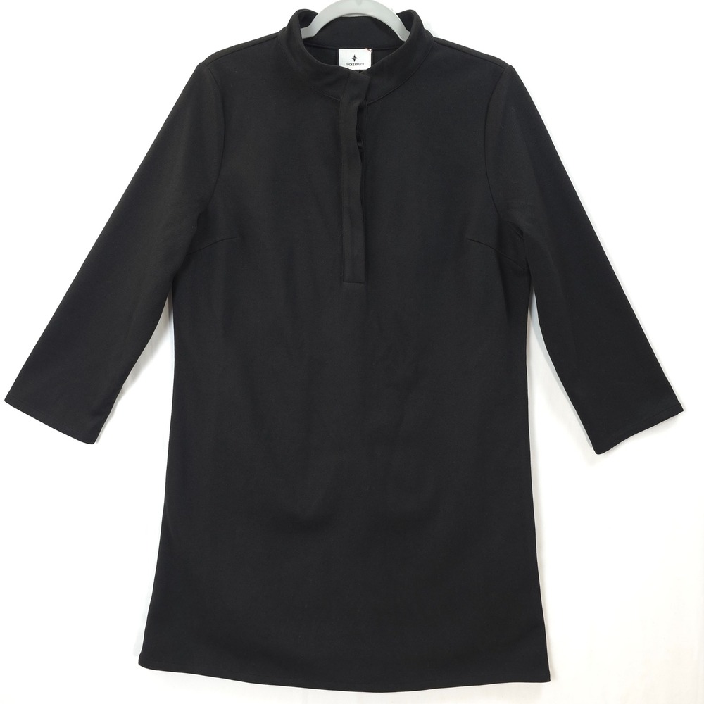 Tuckernuck Black Shift Dress Women L 3/4 Sleeve Tunic Ponte Minimalist Chic - Picture 2 of 8